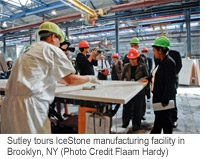 Sutley tours IceStone manufacturing facility in Brooklyn, NY (Photo Credit Flaam Hardy)
