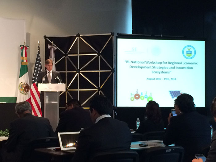Deputy Assistant Secretaries Matt Erskine and Tom Guevara participate in the Bi-National Workshop for Regional Economic Development Strategies and Innovation Ecosystems in Mexico.