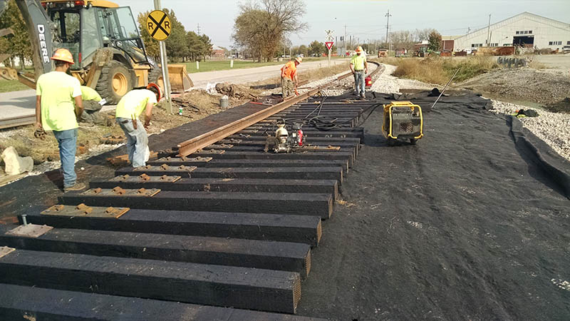 Construction workers build new rail line at America’s Central Port. Courtesy of Tri-City Regional Port District