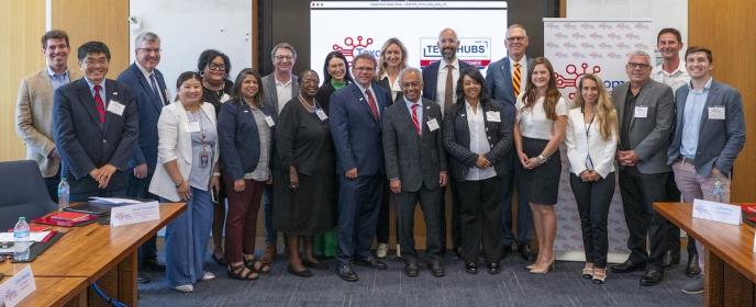 Photo of Eric Smith and a group of people from the Texoma Semiconductor Tech Hub