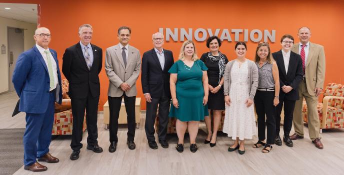 Photo of Deputy Assistant Secretary Cristina Killingsworth visiting with the Vermont Gallium Nitride Tech Hub in Burlington, Vermont, with a stop at the University of Vermont.